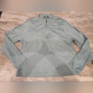 Jamie Sadock Top 1/4 Zip Pullover Golf Long Button Sleeve Tennis Blue Tie Dye M
